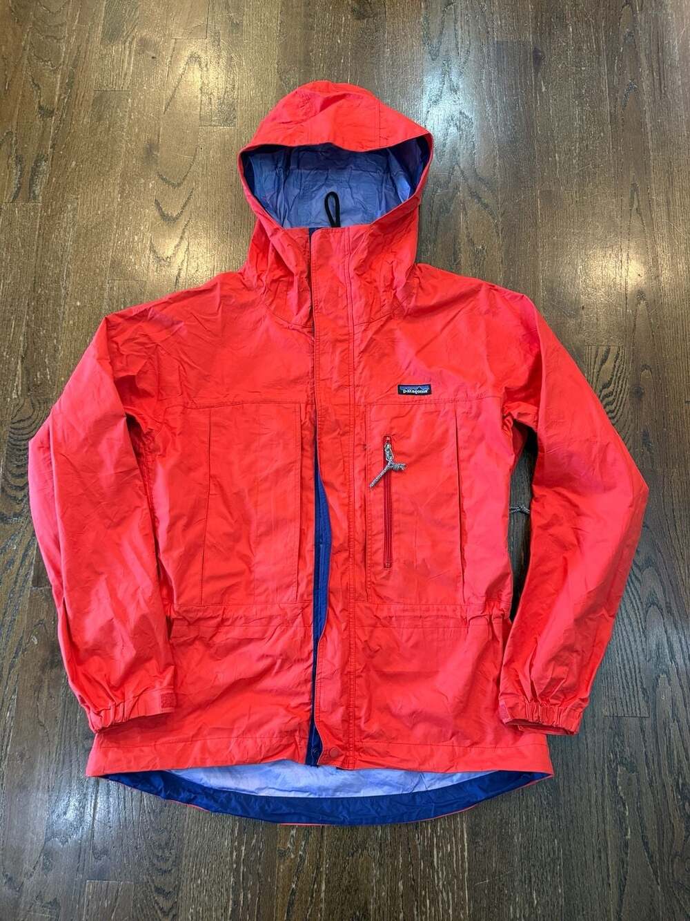 Vintage Patagonia Women's Red/Orange Gore-Tex Hooded Rain Jacket Size M